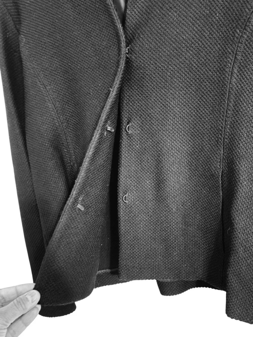 Eileen Fisher Womens Black  Textured Wool Blend Jacket Blazer SIZE Medium